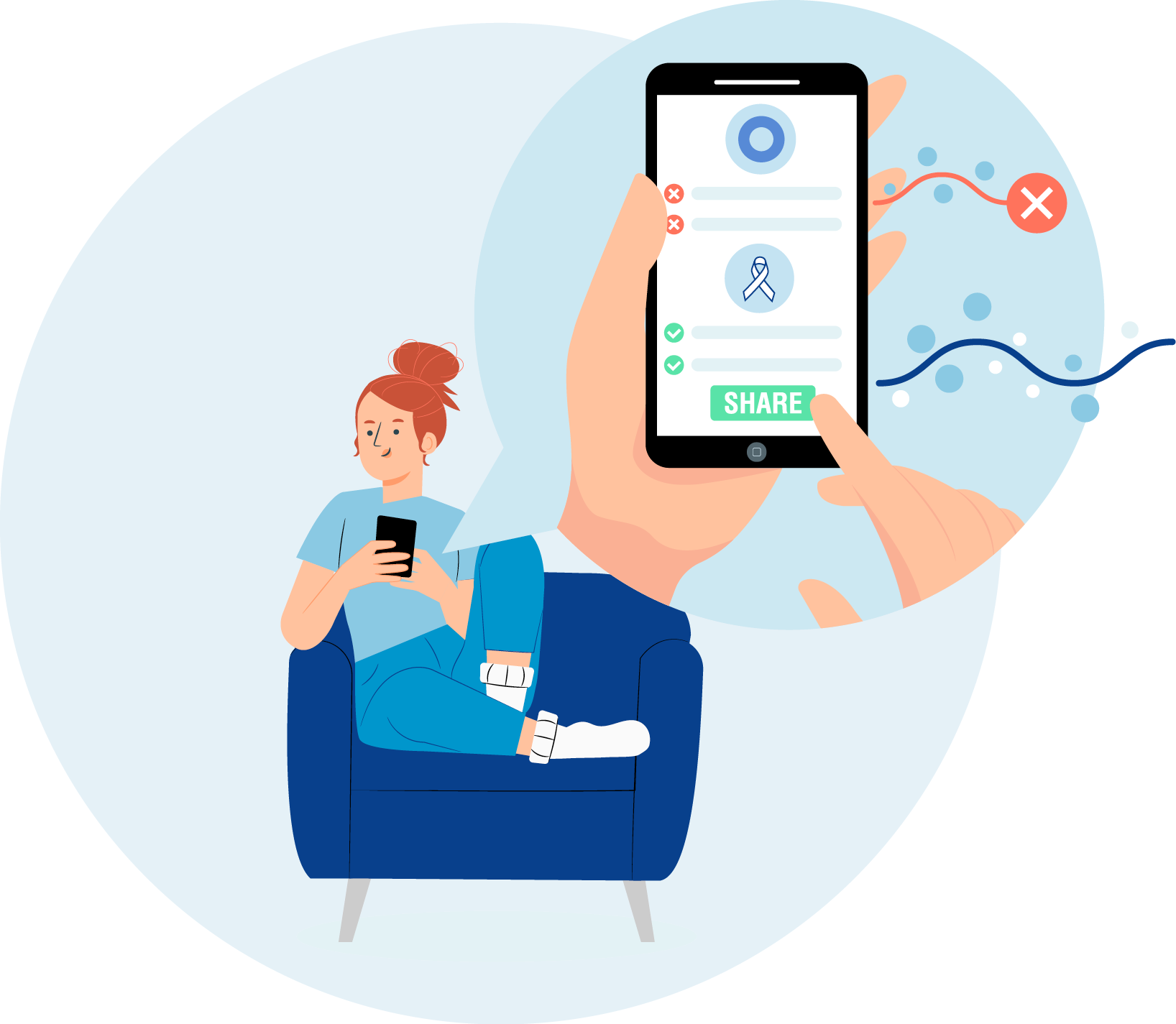 Persona mirando el móvil leyendo los objetivos del proyecto europeo H2O